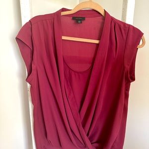 Burgundy short sleeve blouse